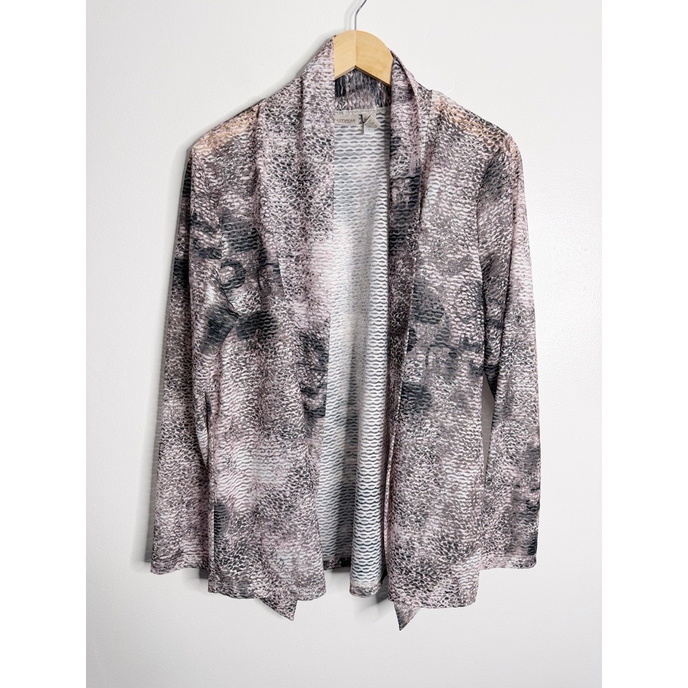 Chicos‎ Easywear Open Front Cardigan Neutral Large Chico 2 Sheer Casual Modern